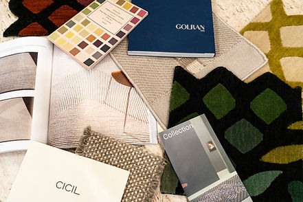 Design Materials: Golran, Cicil Rug samples