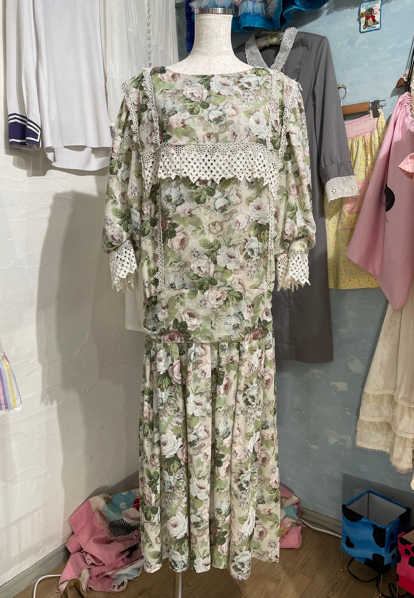vintage flower long dress