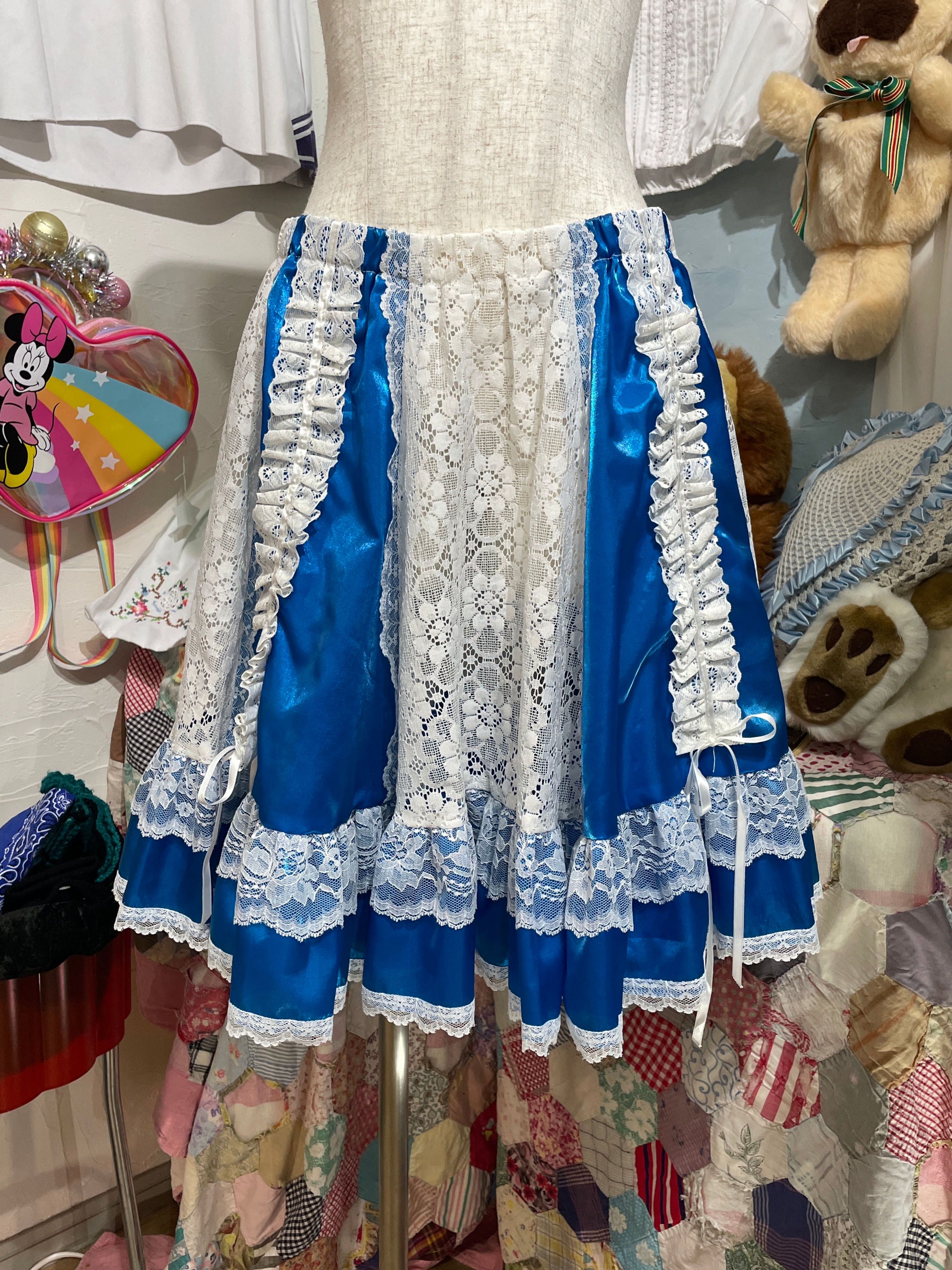 blue satin Princess skirt