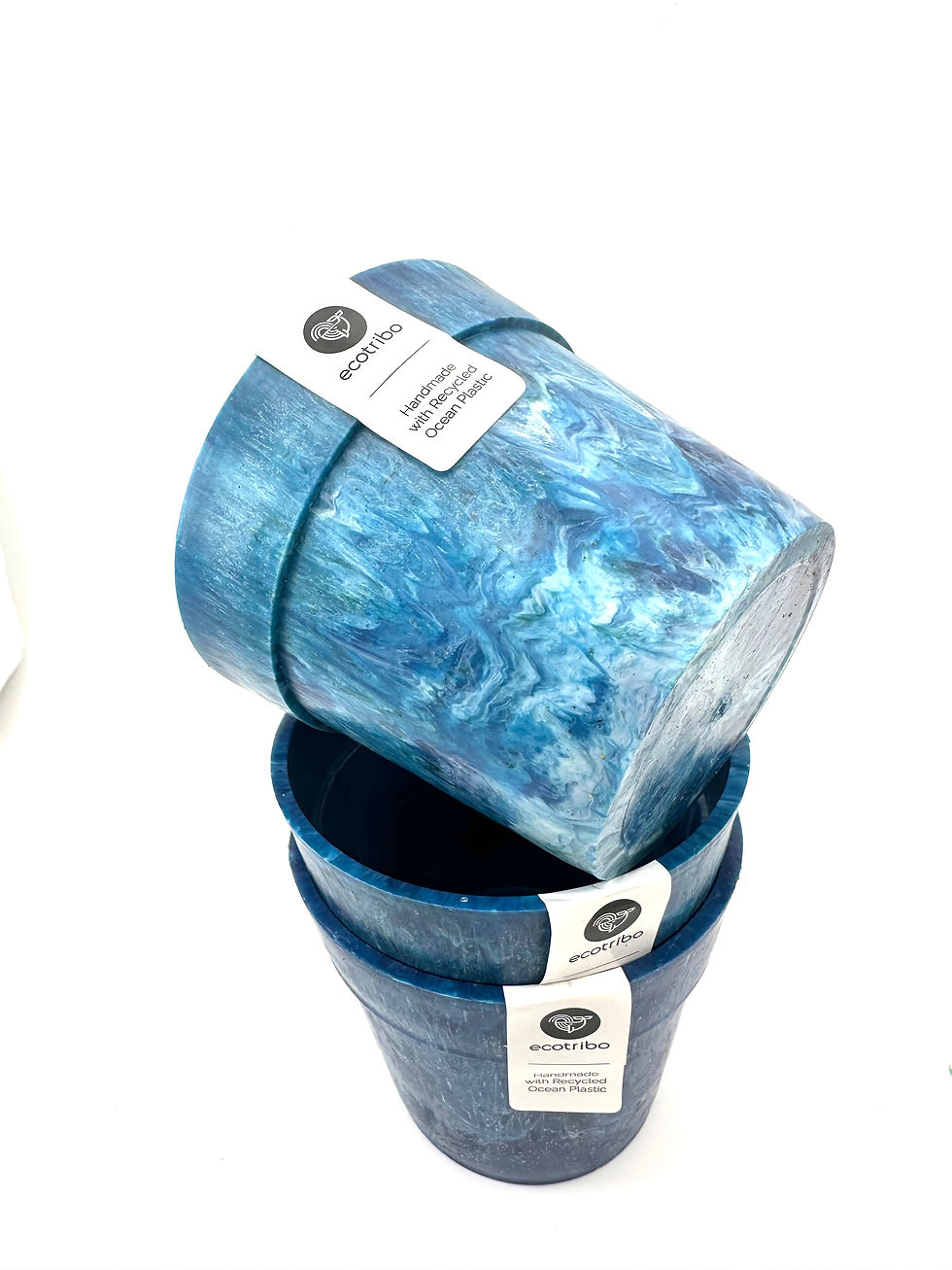 Thumbnail: Small Ocean Plastic Plant Pot - Blue 10cm