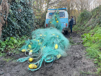 Clean Ocean Sailing discovering a ghost net in Cornwall