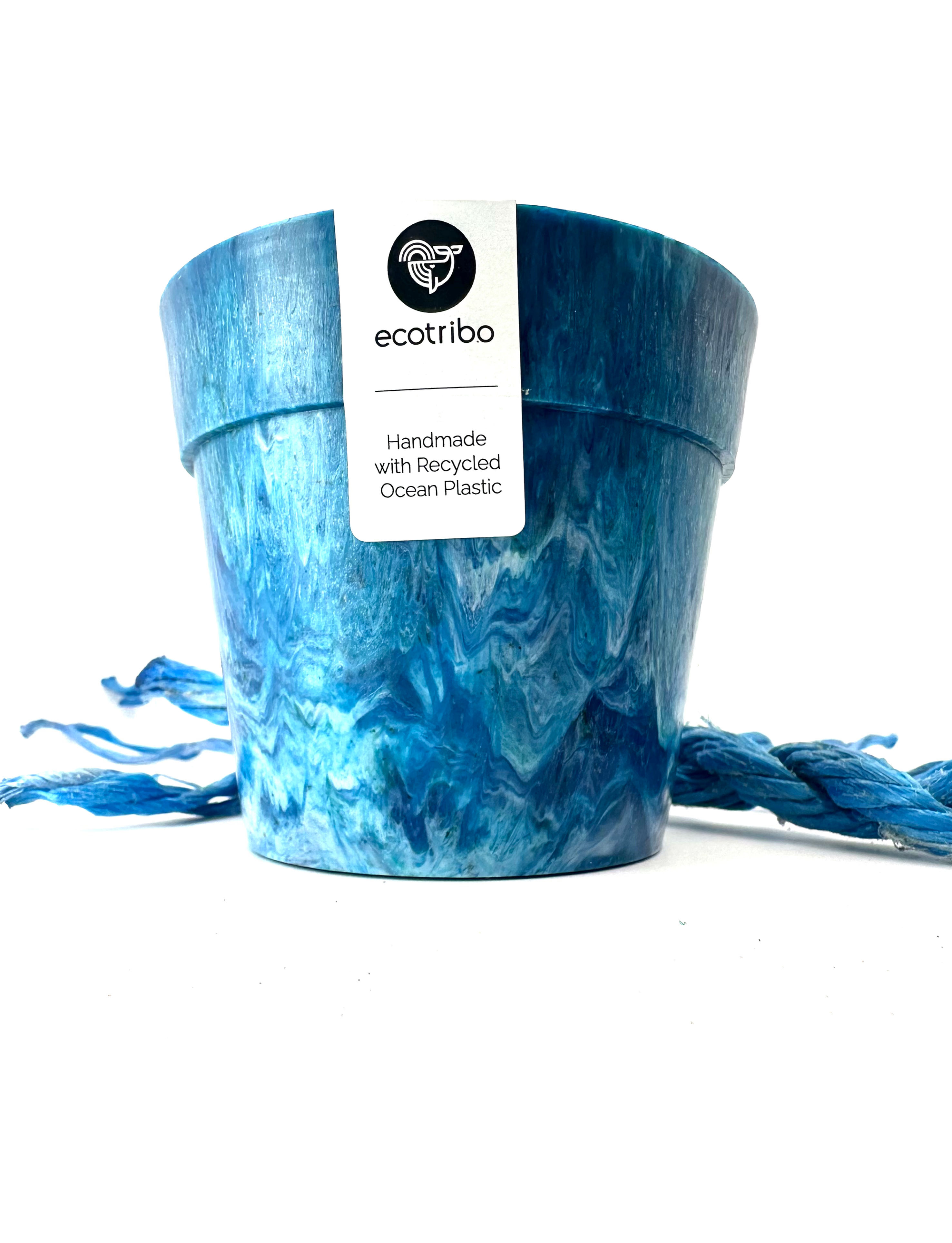 Small Ocean Plastic Plant Pot - Blue 10cm