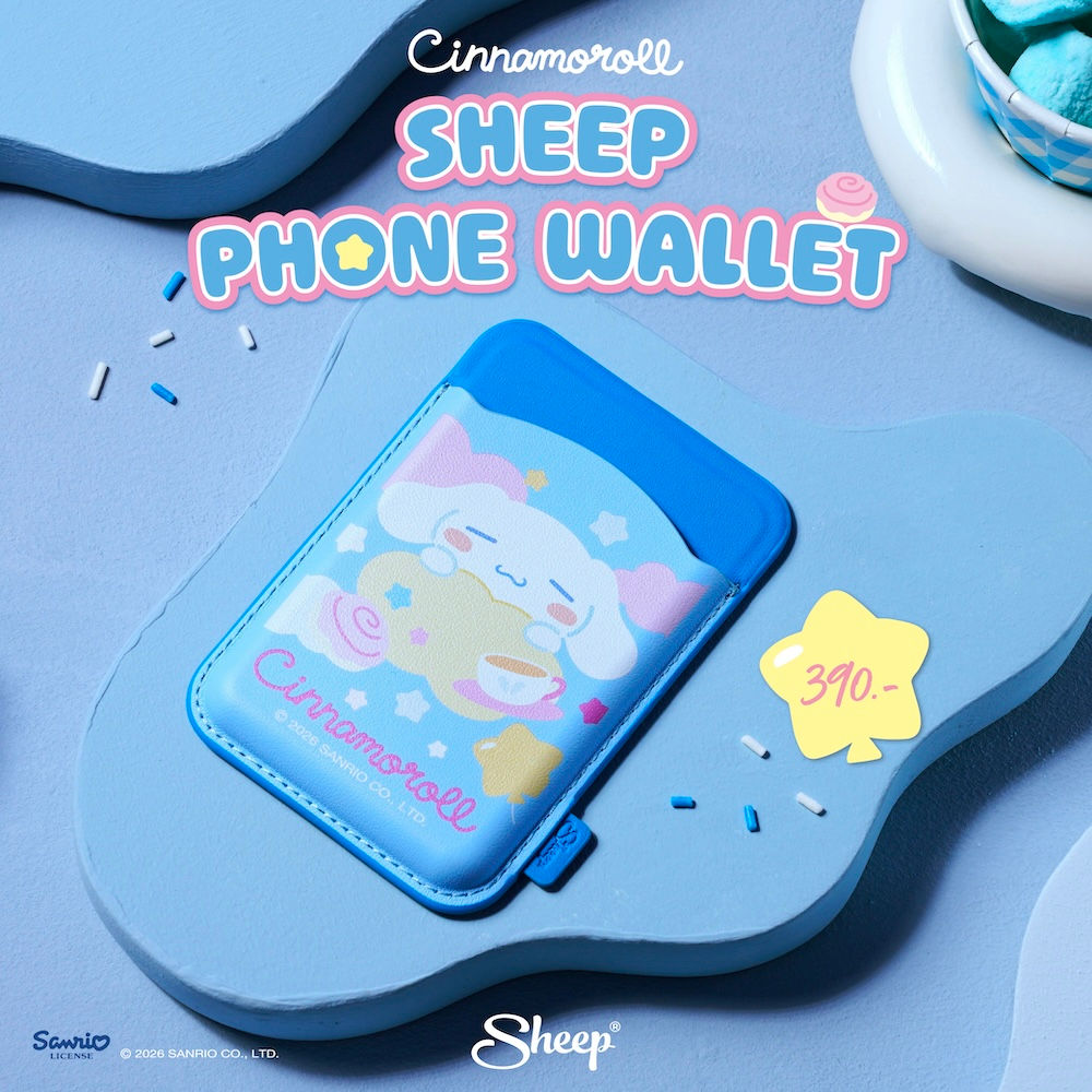 ที่ใส่บัตร แปะมือถือ cinnamoroll ใช้คู่เคส sanrio phone accessories ลิขสิทธิ์แท้ สีฟ้า น้ำเงิน sheep phone wallet magsafe