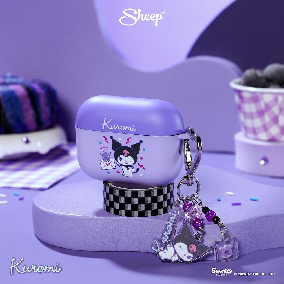 เคส sanrio airpods case kuromi ซานริโอ้ คุโรมิ ของแท้ แอร์พอด 4 5 pro 3 ลิขสิทธิ์แท้ สีม่วง baku บาคุ แถมพวงกุญแจ keyring มีตะขอห้อย กันรอยขีดข่วน ลายน่ารัก