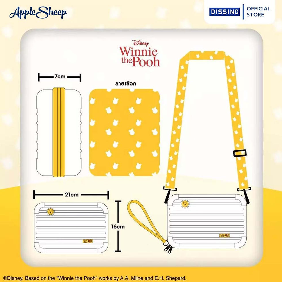 ภาพขนาดย่อ: หมีพูห์ Winnie the Pooh DISSING กระเป๋าสะพายข้าง Disney ดิสนีย์ DS LUGGAGE BAG ลิขสิทธิ์แท้ สีขาว เหลือง พลาสติก กันน้ำ