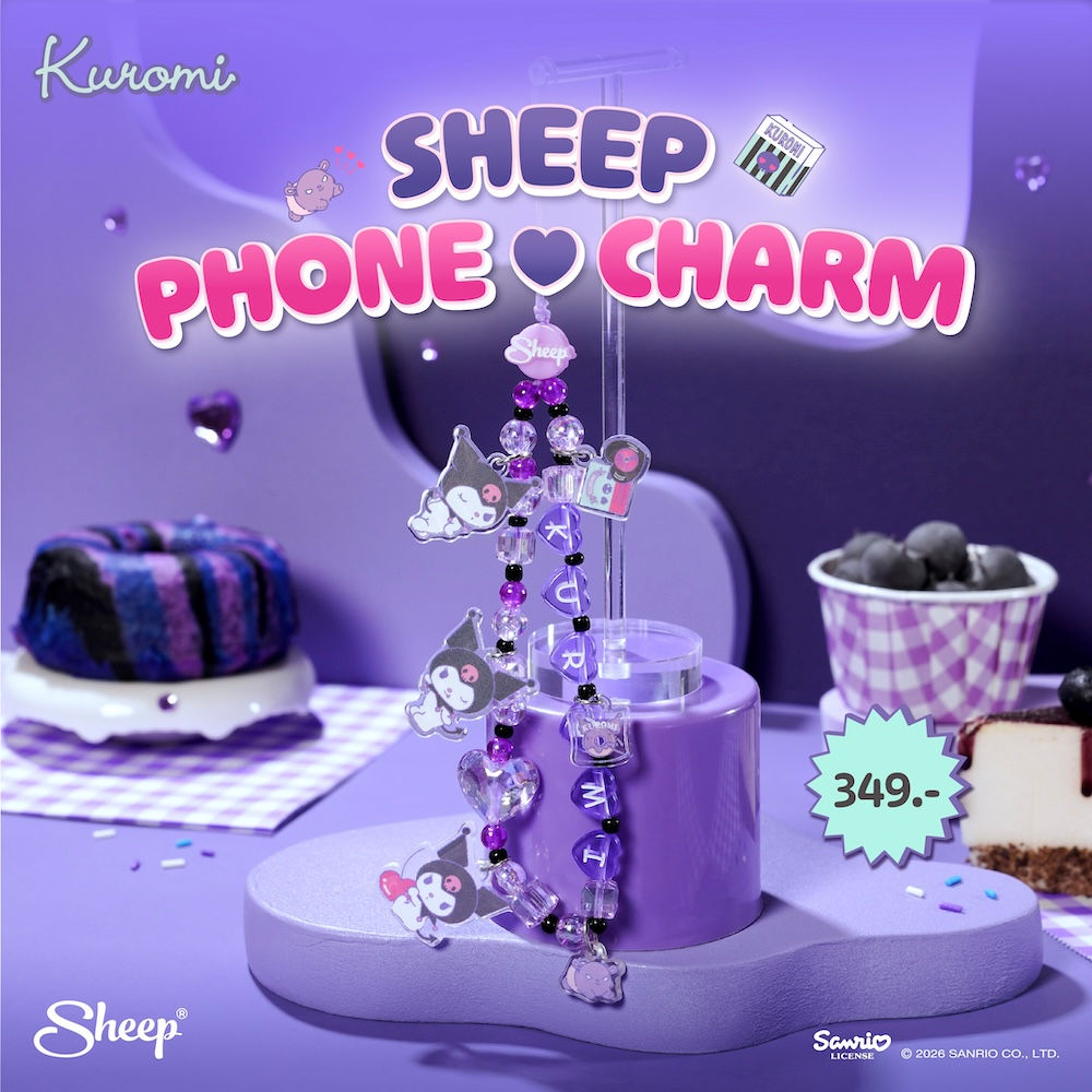 สายห้อยมือถือ kuromi ลูกปัด สีม่วง ดำ phone charm คุโรมิ ใช้คู่เคส sanrio ลิขสิทธิ์แท้ accessories ซานริโอ้