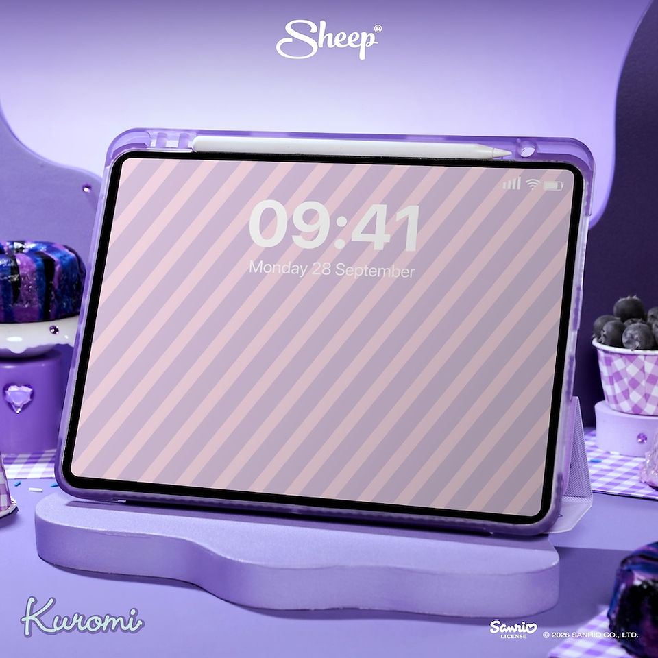 เคส sanrio ipad case kuromi ซานริโอ้ คุโรมิ ของแท้ ไอแพด air 5 ลิขสิทธิ์แท้ สีม่วง ดำ baku บาคุ แถมปลอกปากกา กันกระแทก กันงอ ลายน่ารัก