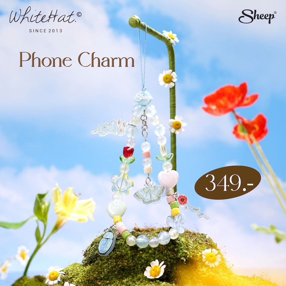 whitehat สายห้อยโทรศัพท์ Phone Charm ของใช้คู่ เคสไอโฟน ลายดอกไม้