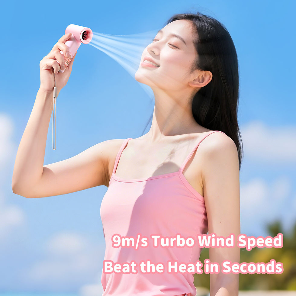 ภาพขนาดย่อ: พัดลมมือถือ ขนาดพกพา หมู ลูลู่ สีชมพู rock lulu the piggy ลมแรง ปรับระดับได้