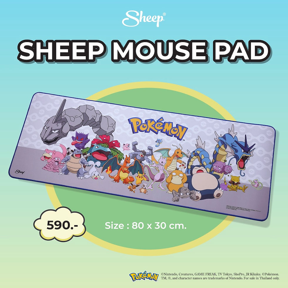 Mouse Pad Pokémon โปเกมอน ลิขสิทธิ์แท้ Pikachu พิคาชู Bulbasaur Charmander Poké Ball Squirtle Eevee แผ่นรองเมาส์ สี ขาว เทา