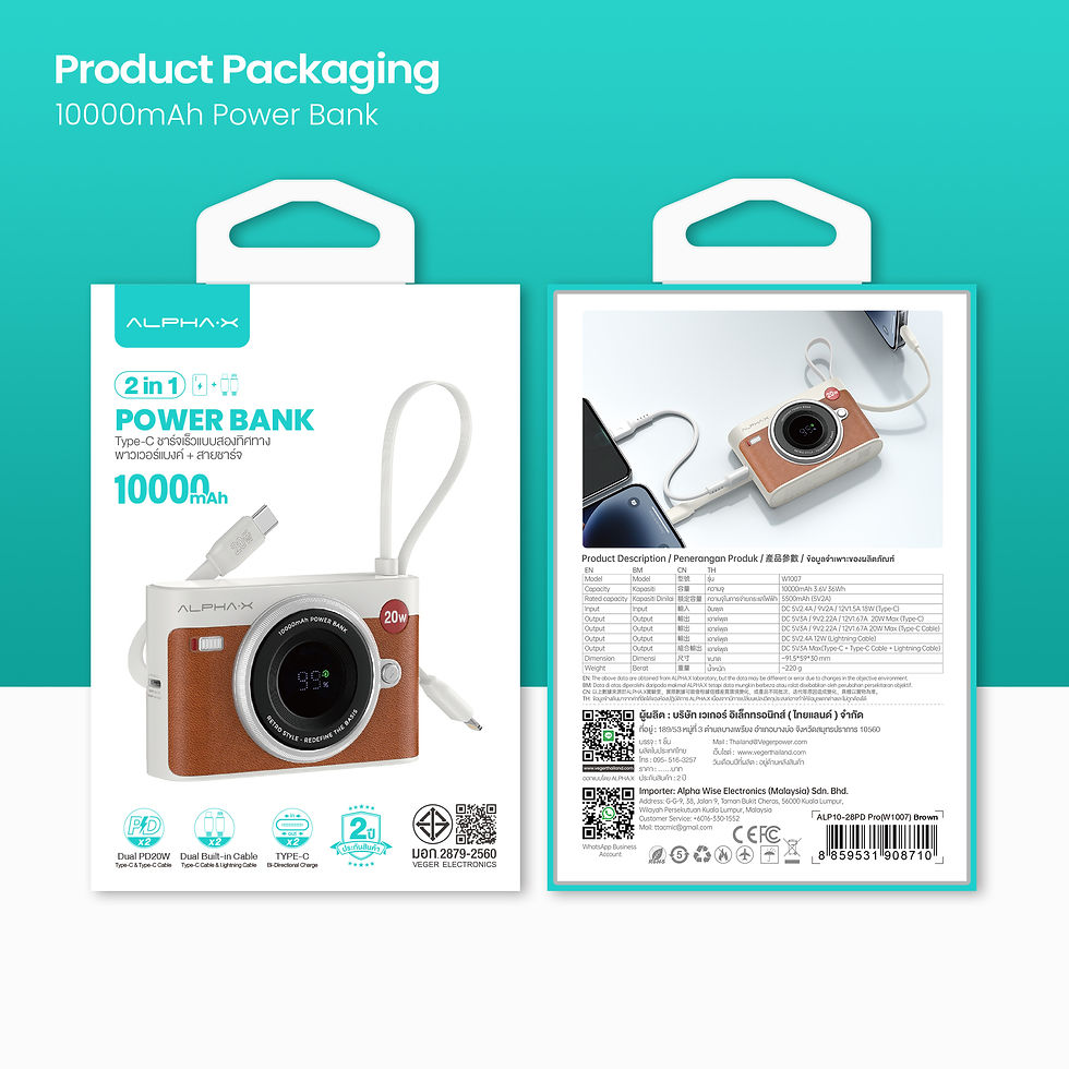 ภาพขนาดย่อ: Alpha-X Power bank Fast Charge รับประกัน 2 ปี ใช้ได้ทั้ง USB-C และ Lightning