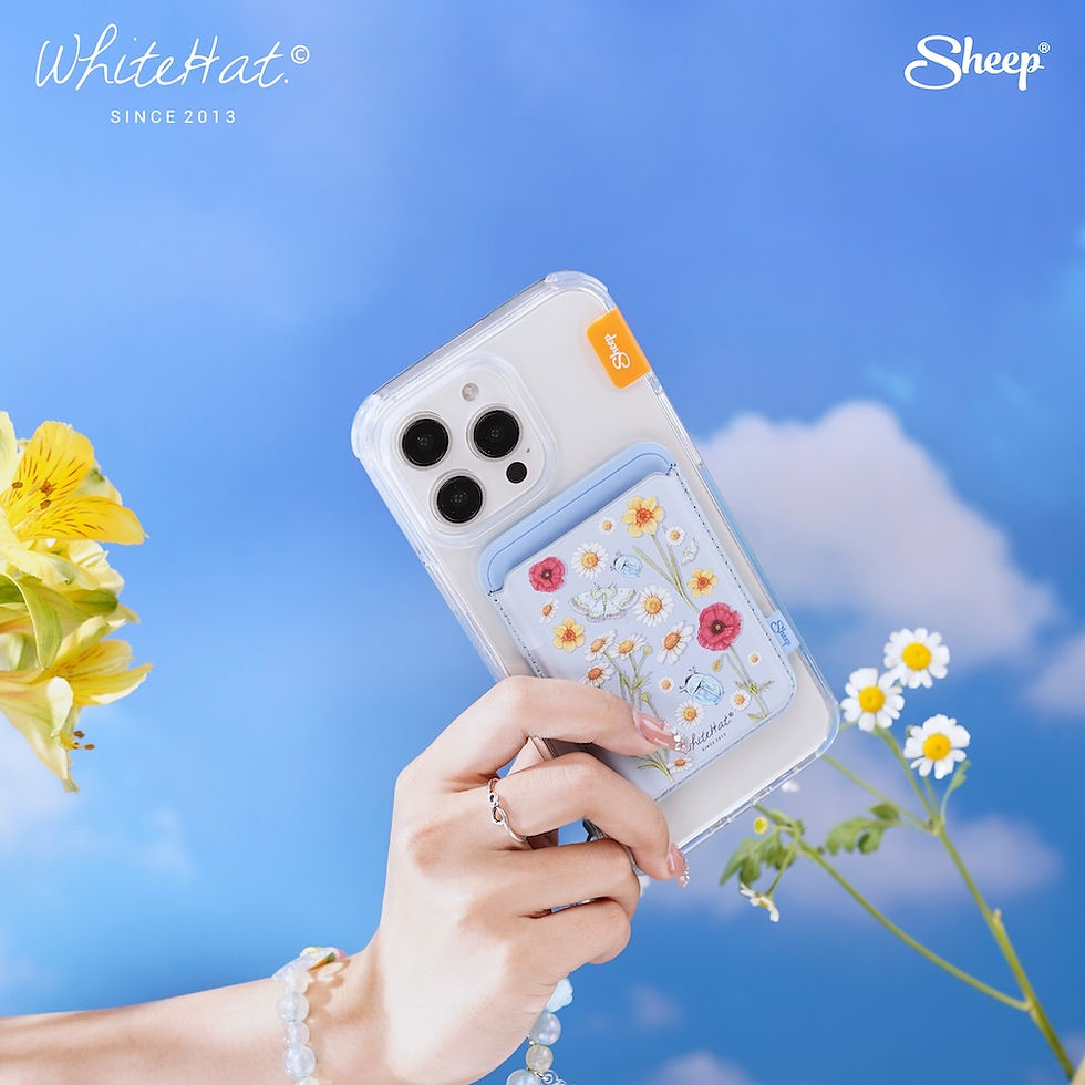 ภาพขนาดย่อ: ของใช่คู่เคส ลายดอกไม้ เคสไอโฟน whitehat iPhone Magsafe ใส่บัตร