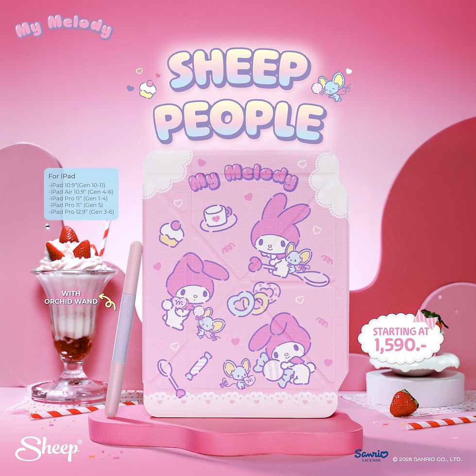 เคสไอแพด my melody สีชมพู ขาว ipad case มายเมโลดี้ ซานริโอ้ แถม ปลอกปากกา ลิขสิทธิ์แท้ sanrio กันงอ