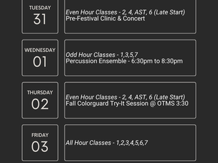 BVN Band Notes- Week of March 30th to April 5th