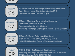 BVN Band Notes - Week of Oct 5th to Oct 11th