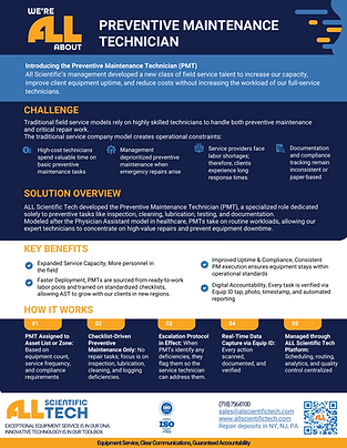 Professional lab technician working on medical chiller components in a clinical facility.