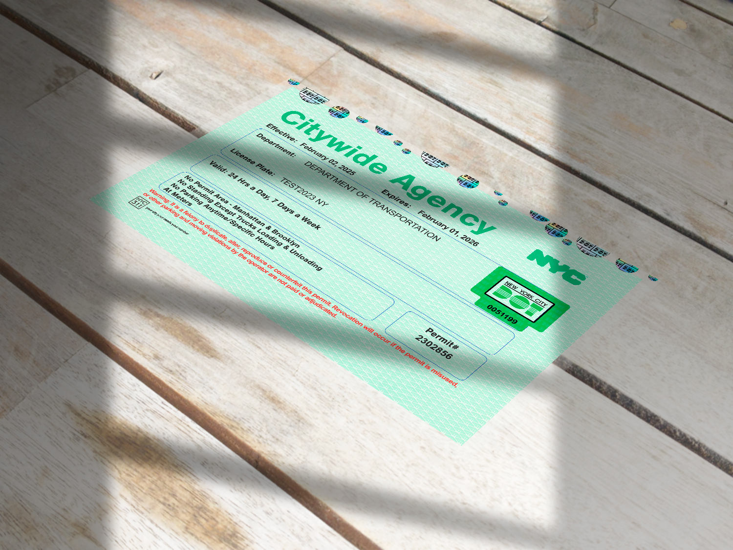 2026 NYC Citywide Parking Placard