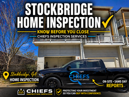 Home inspection in Stockbridge GA by Chiefs Inspection Services with inspector truck on site providing same day reports for home buyers