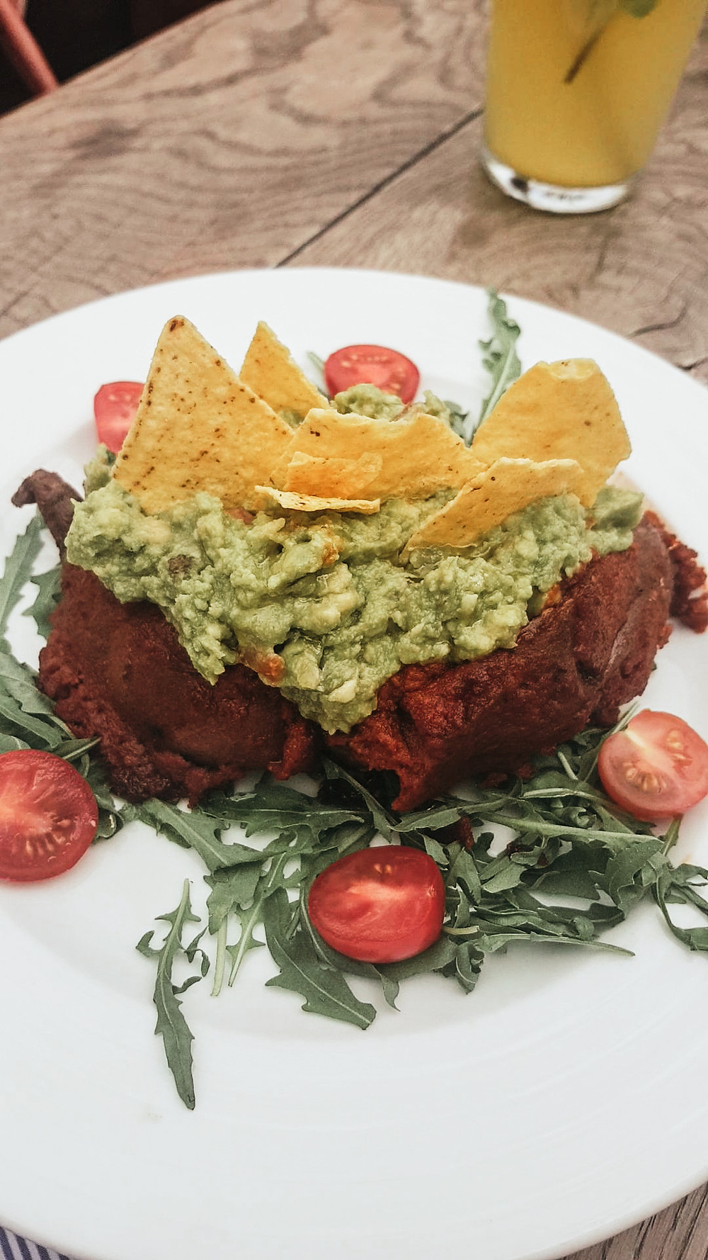 Vegan sweet potato with guacamole