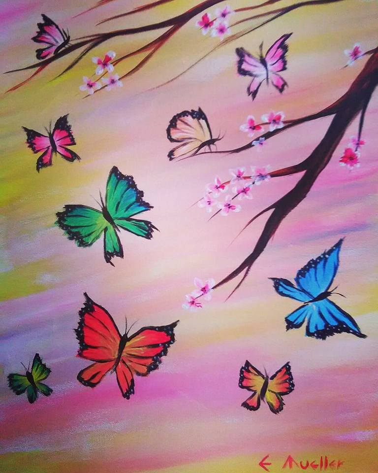 Butterfly Sunset in Acrylic