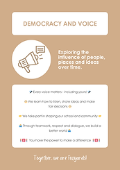 DEMOCRACY AND VOICE: Exploring influence of people, places, and ideas.