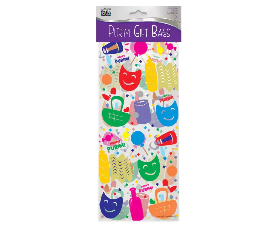 Purim Cellophane Gift Bags (20 Count)