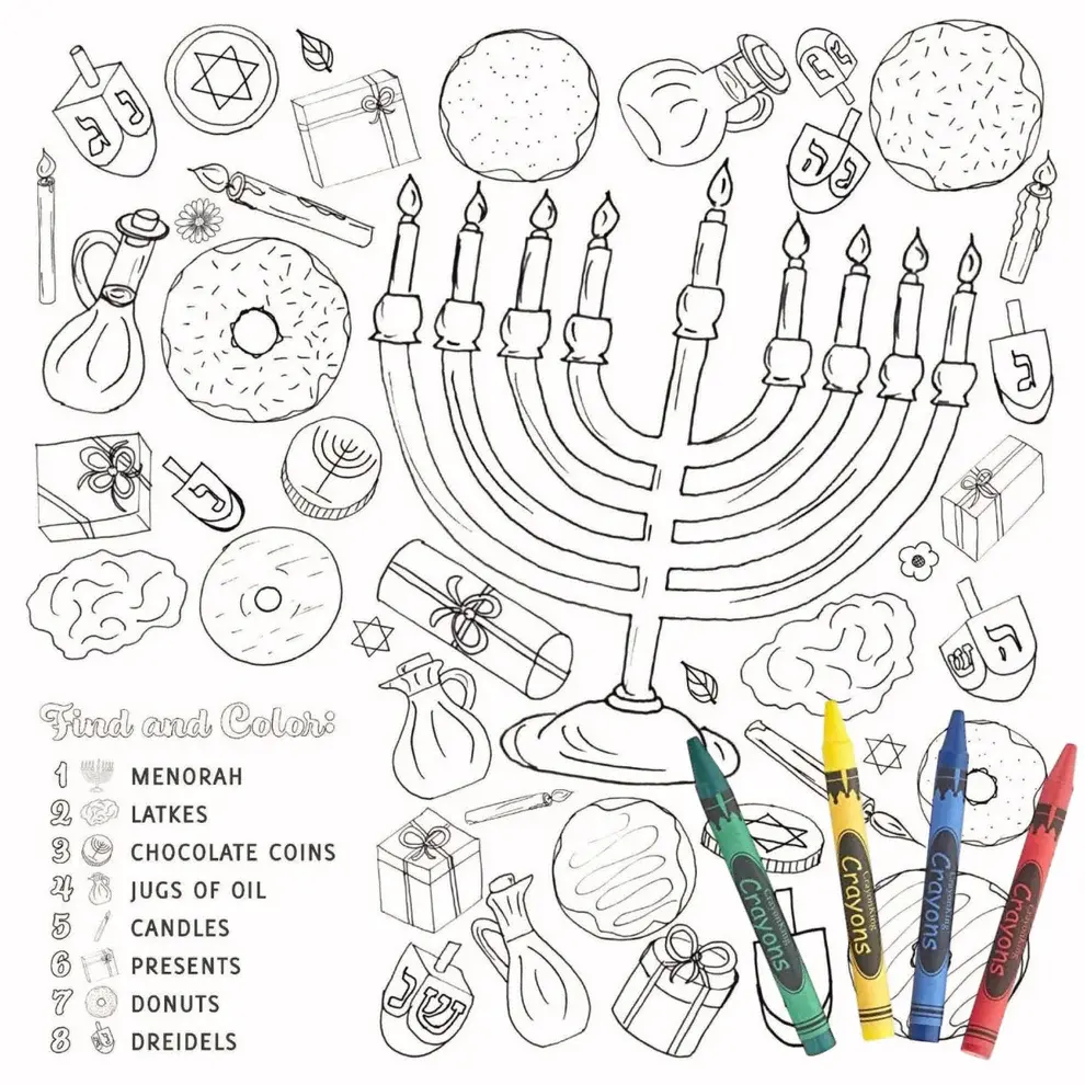 Color Me Chanuka Paper Place Mat (24 Count)
