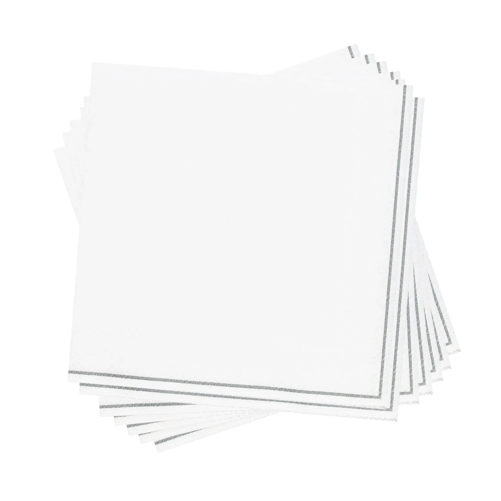 White with Silver Stripe Lunch Paper Napkins (20 Count)