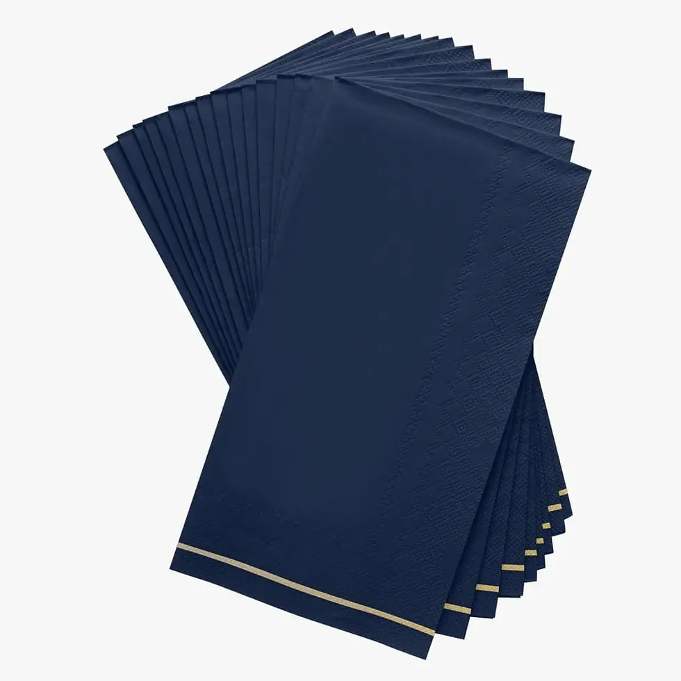 Navy with Gold Stripe Guest Napkin (16 Count)