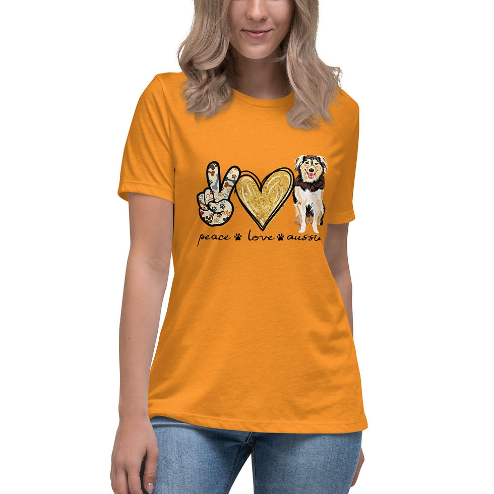 Thumbnail: Peace Love Aussie - Black Letters - Red Tri - Ladies Cut - Relaxed Fit