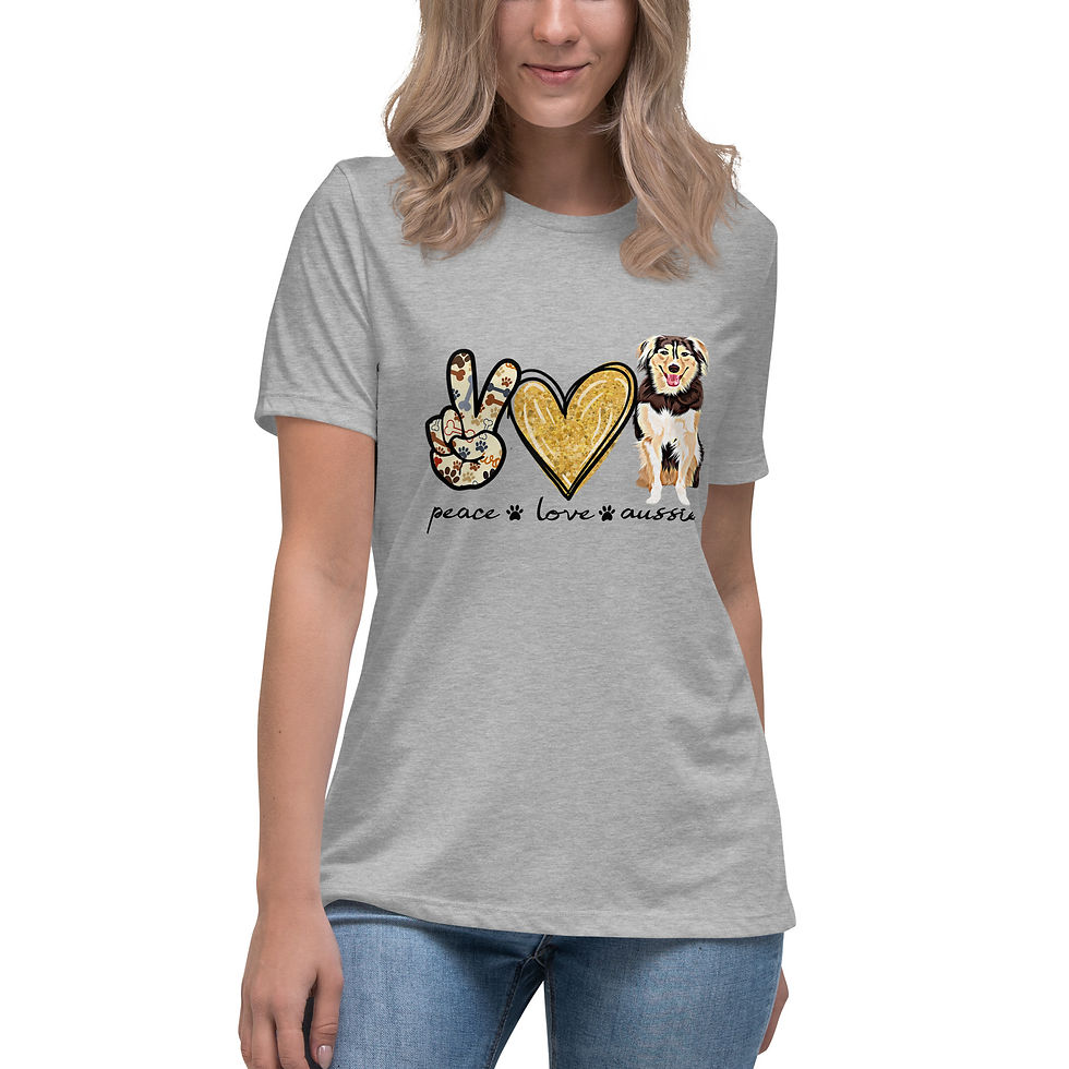 Thumbnail: Peace Love Aussie - Black Letters - Red Tri - Ladies Cut - Relaxed Fit