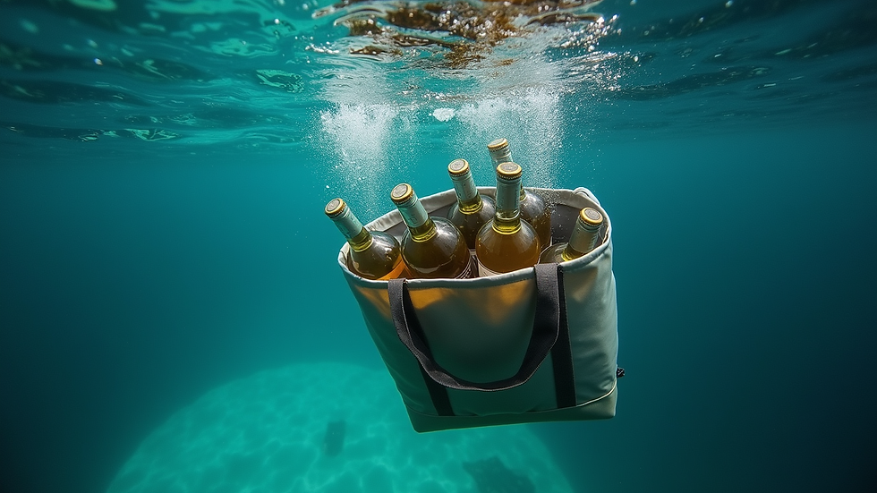 Vue en plongée d’un livreur avec un sac isotherme contenant des bouteilles d’alcool