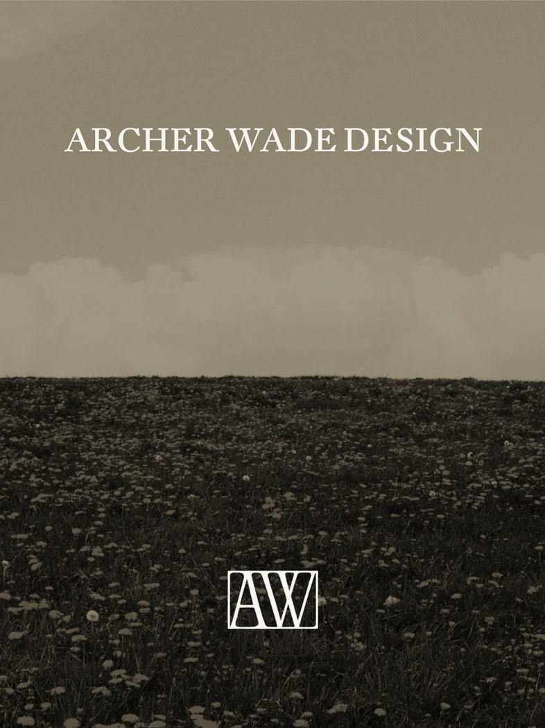 Archer Wade Design text over a sepia tone field under a cloudy sky.