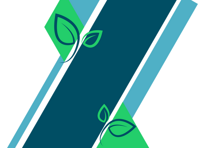 Blue and green angled bars with leaf pattern