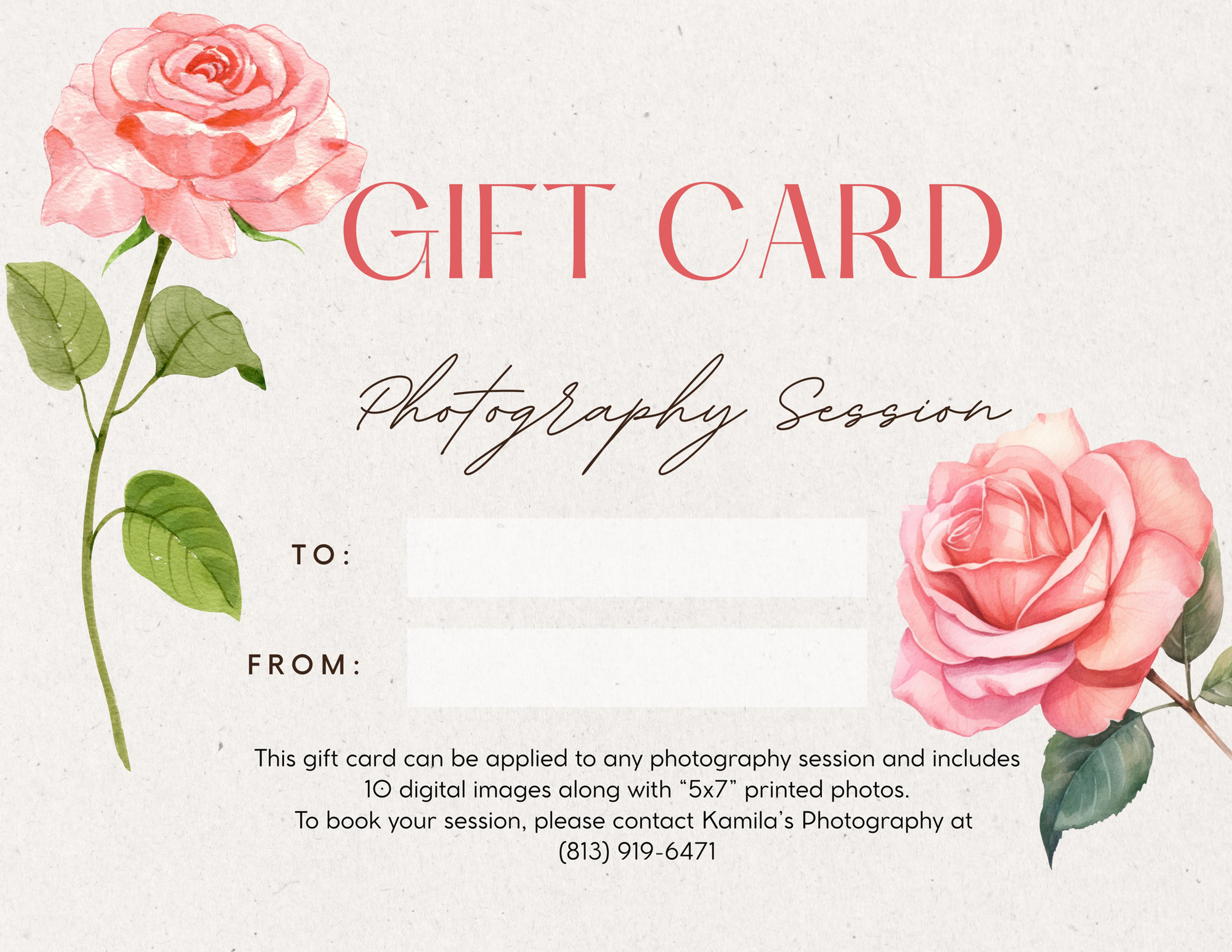 Mother's Day GIFT CART - 10 digital images along with “5x7” printed photos