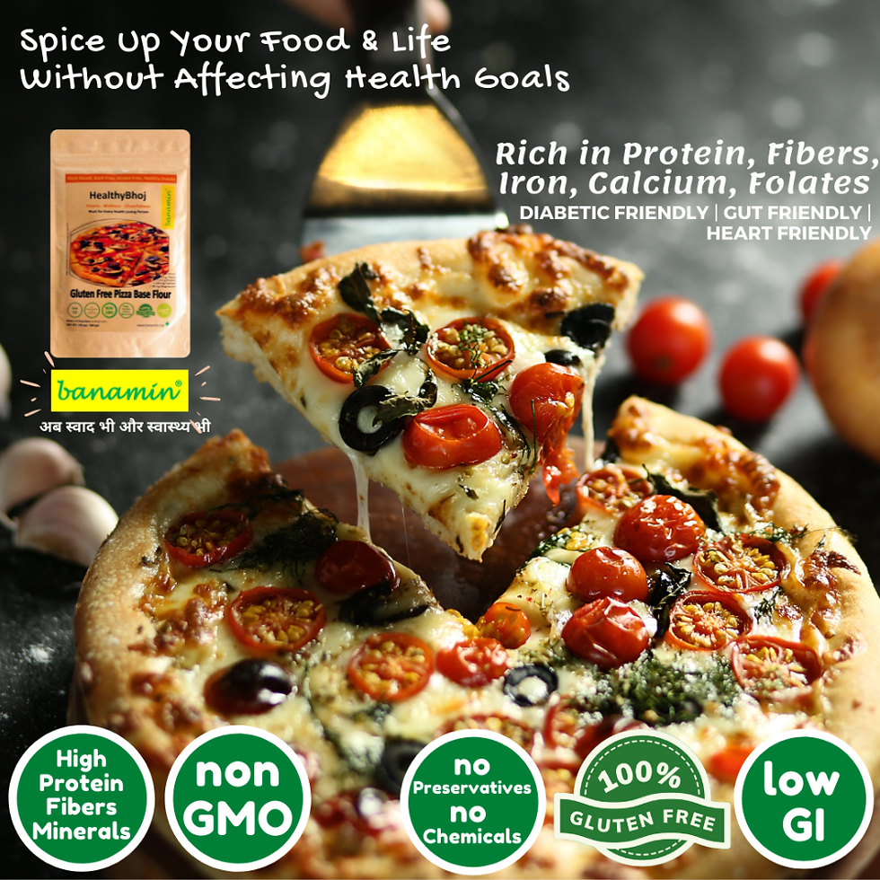 Thumbnail: Banamin Gluten Free Pizzabase Flour | High Protein Fibers | Low GI | Wheat Alternative | PlantBased | Banamin Healthcare
