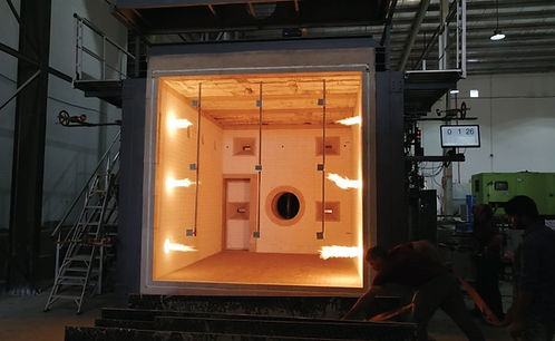 “Large-scale fire testing rig used for assessing fire resistance of wall assemblies