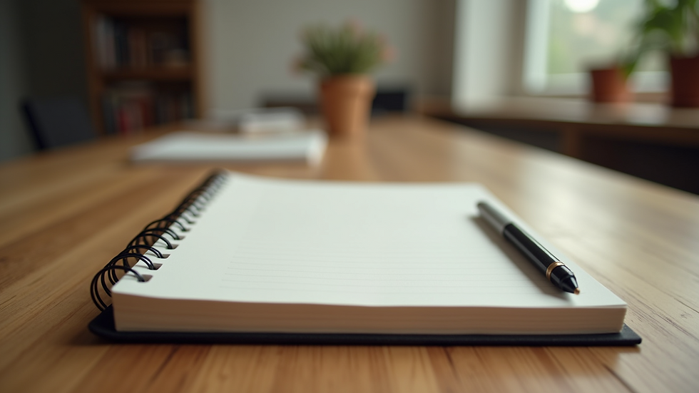 Eye-level view of a beautifully designed memory journal on a wooden table