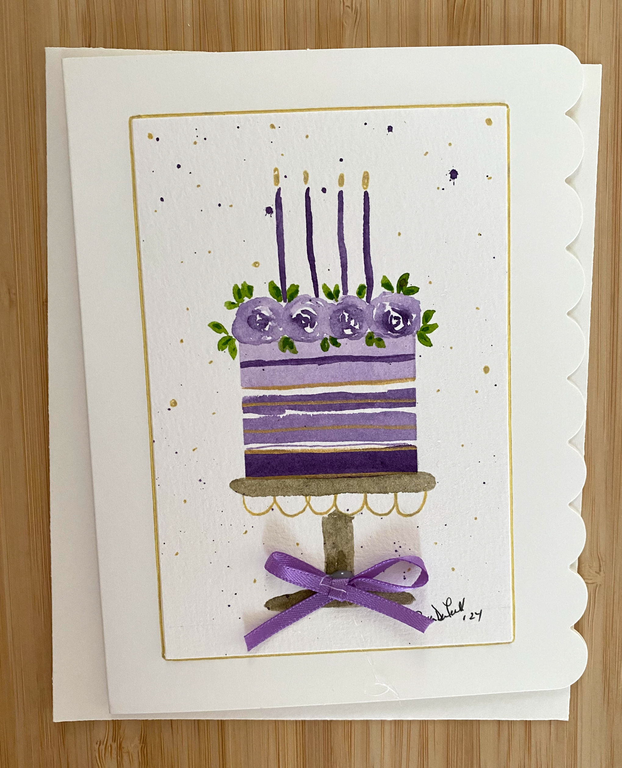 Purple Birthday Cake Notecard