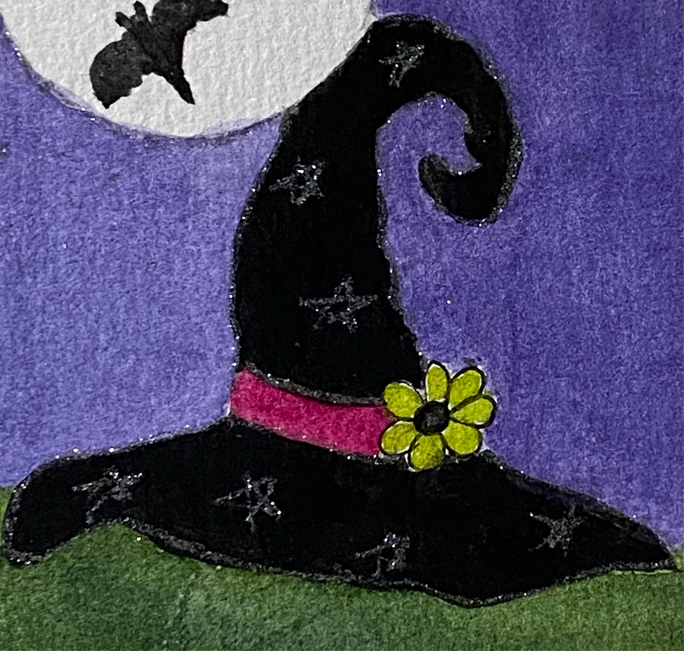 Thumbnail: Halloween Witch's Hat Notecard - Magenta