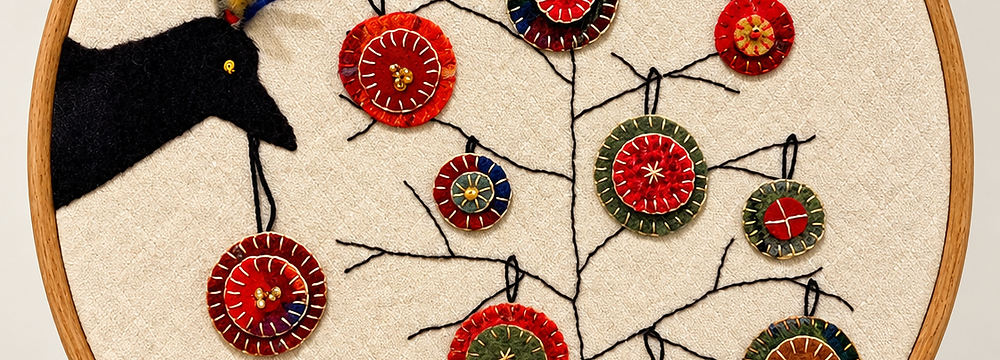 Penny Club with Pam wool applique Christmas ornament tree