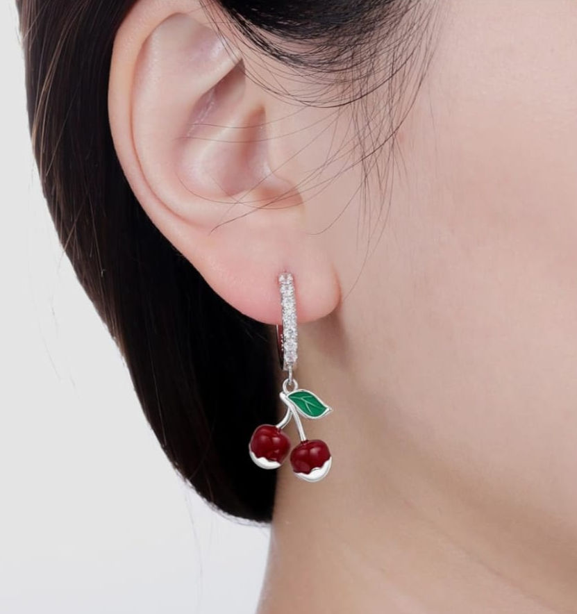 Miniatura: Cherry Dangle Hoops Earrings- S925
