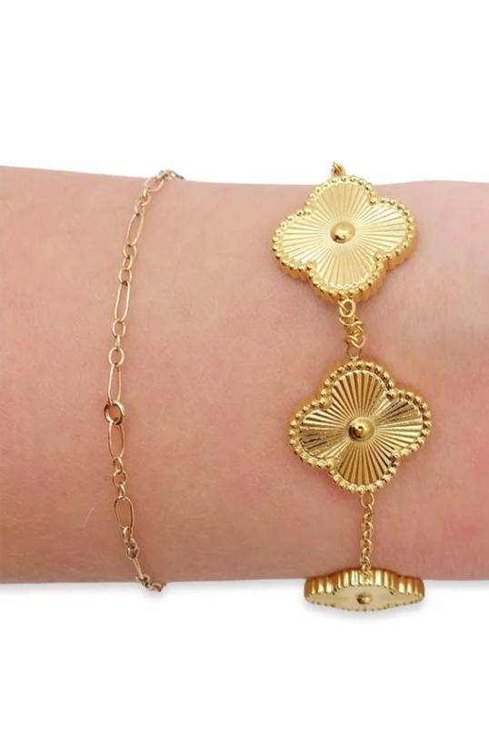 Miniatura: Vintage Clover Charm Bracelet-18K Gold PVD Plating