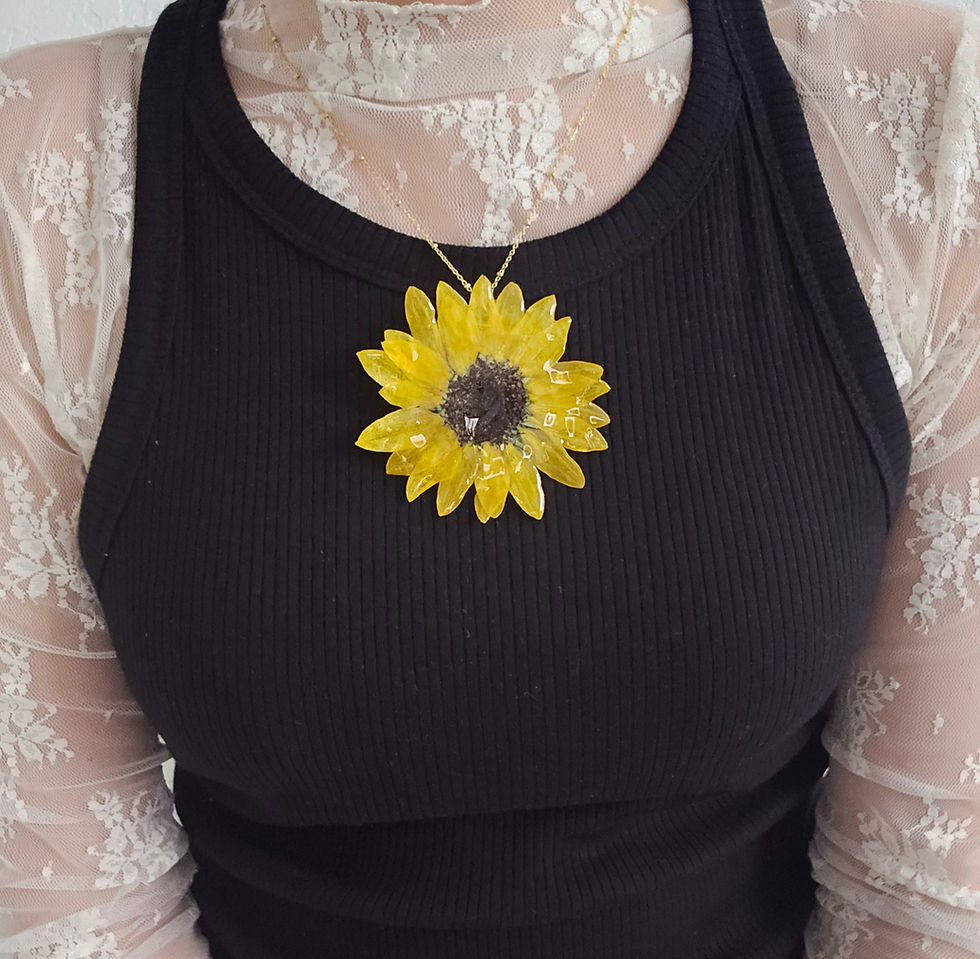 Thumbnail: Real Sunflower Necklace - 18K Gold PVD Plating