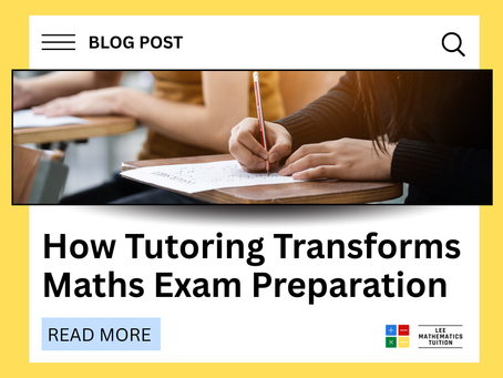 Students writing in a classroom setting, with the headline "How Tutoring Transforms Maths Exam Preparation" featured below.