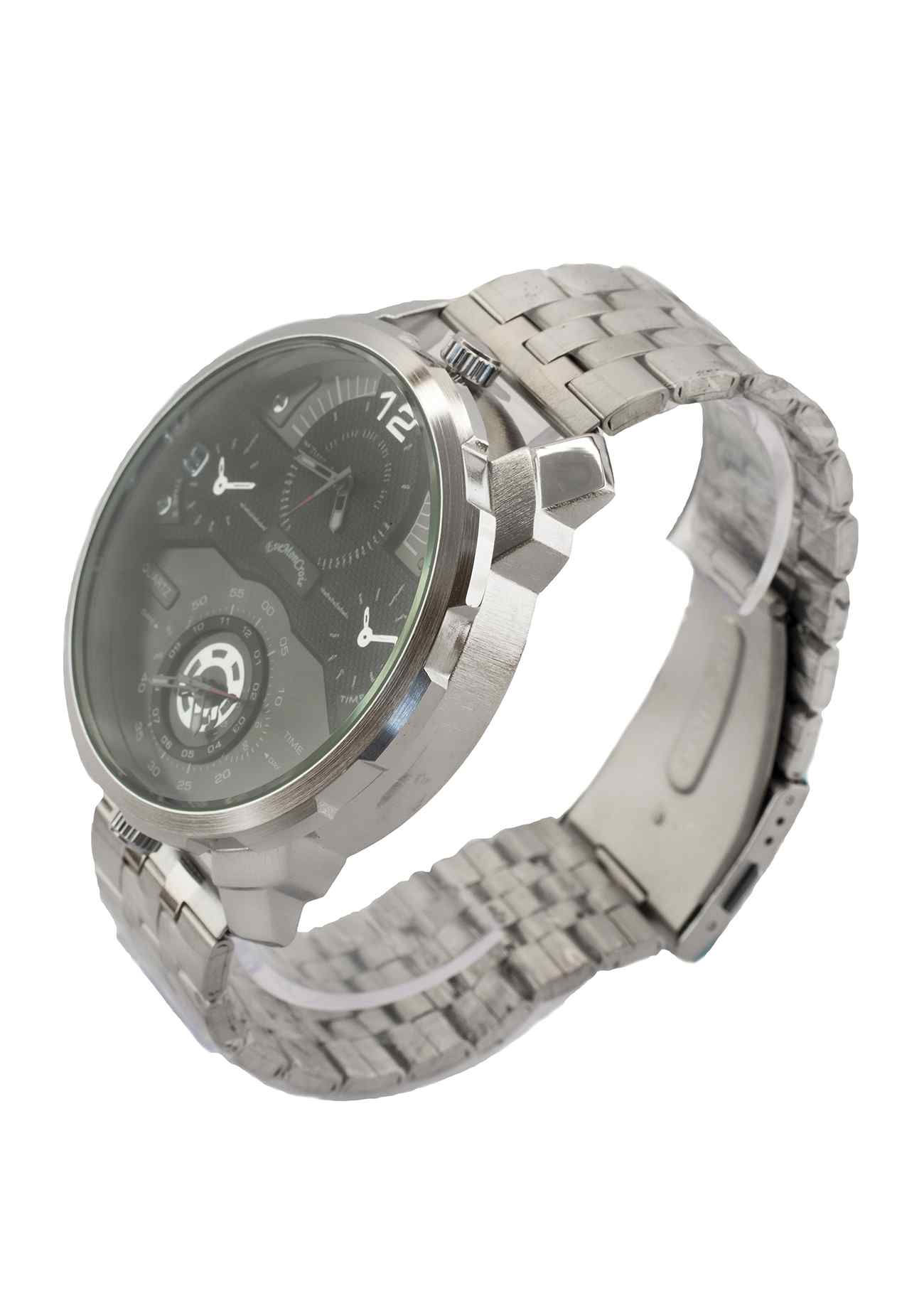 Reloj Duo horarios modelo acero con fondo negro