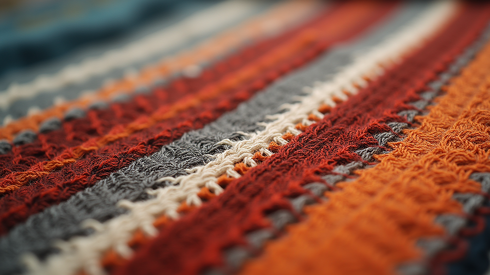 Close-up of handwoven fabric with natural dyes