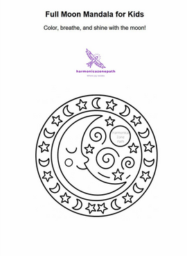🌝 Moon Magic for Kids: Color, Breathe, and Glow! A gentle full moon moment with coloring and mindful fun.                                                         