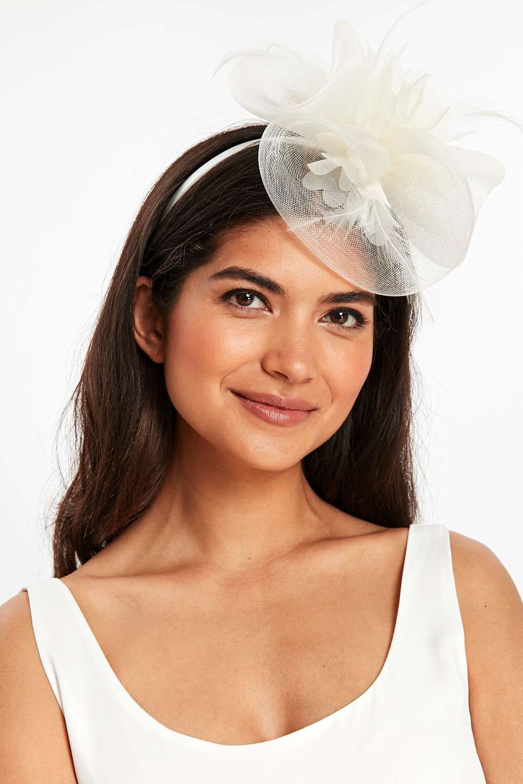 Wallis Cream Floral and Feather Fascinator, Cream