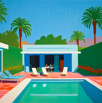 No way could I have produced these images without acknowledging the genius of David Hockney! Coming from the gloomy north of England he highlighted the brilliant, sunny worlds of California and the South of France.  I have been inspired to produce my own take on the subject!

Sizes :
A2, 42 x 59.4 cm CHF 240
A3 42 x 29.7 cm CHF 180
Prints  are unframed. Larger sizes available on demand, please mail me.

Digital download. CHF 100
If you can't wait for an image to be printed, packaged and then sent to you choose this option! You will receive a high resolution digital file that you can print yourself or have printed at a professional print bureau. You can print almost any size and as many times as you like, plus it works out much cheaper than ordering online. You may not resale these images or pass them off as your own.

Post and packaging is included for orders in Switzerland. All other orders will be calculated at checkout.